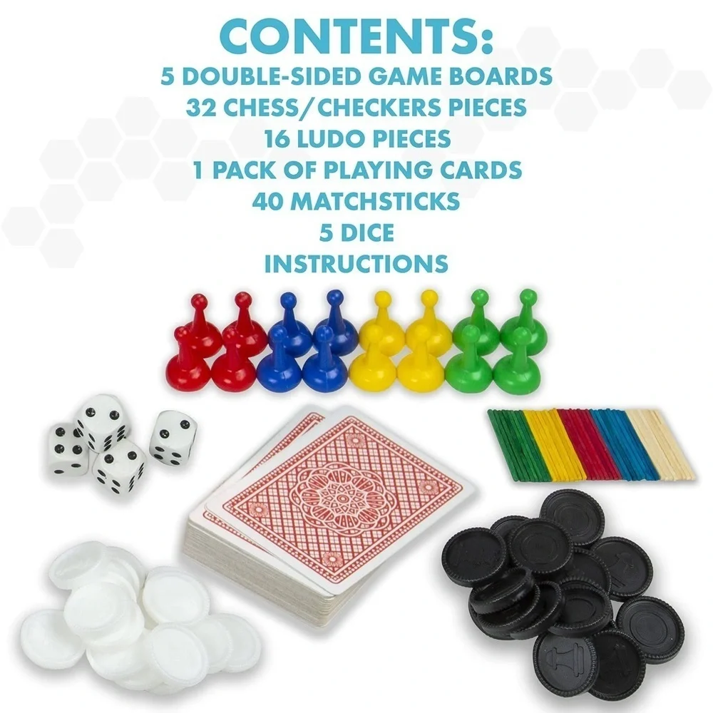 abeec 100 Classic Games  family board games Compendium Ludo, Chess, Lady Games